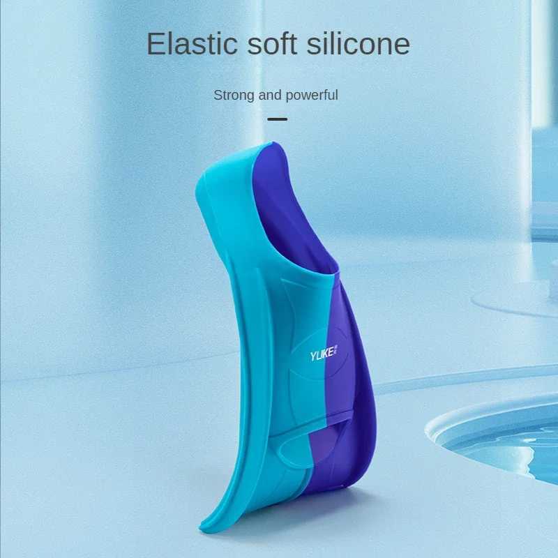 Swimming Training Fin Silicone Professional Scuba Diving Fin Short Mens Inflatable Swimming Fin Childrens Flip Cover Equipment SetY250412