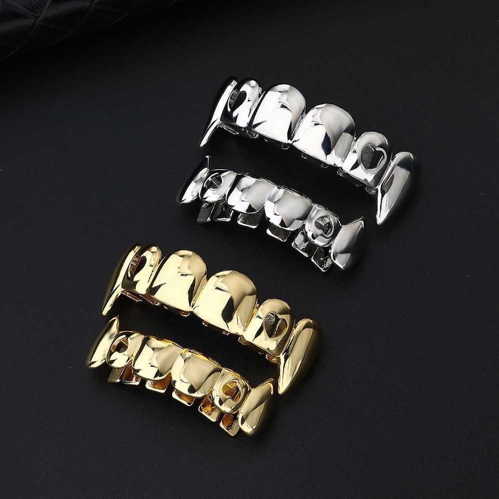 Hip Hop CZ Teeth Grillz Hat Gold Plated Top and Bottom Charm Grill Mens Jewelry Role Playing Christmas Gift W250412