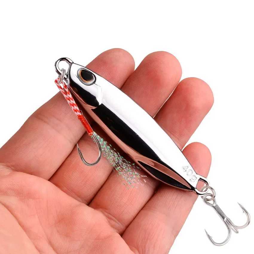 1Pcs Spoon Metal Jigs Silver Fishing Lures With Hooks 7g 10g 15g 20g 30g 40g Electroplated Fishing Lures Bait Mackerel Bass Z250411