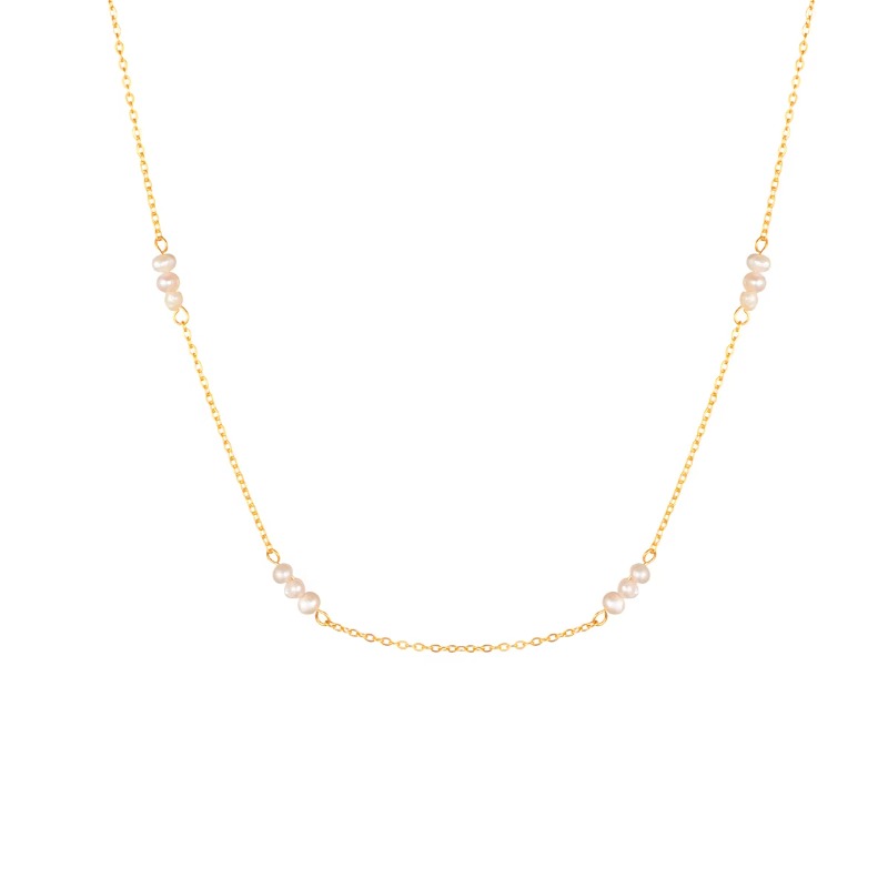 Designer Jewellery Stainless Steel Natural Freshwater Pearl Thin Clavicle Choker Necklace for Special Occasions Gift Textured Elegant Accessory