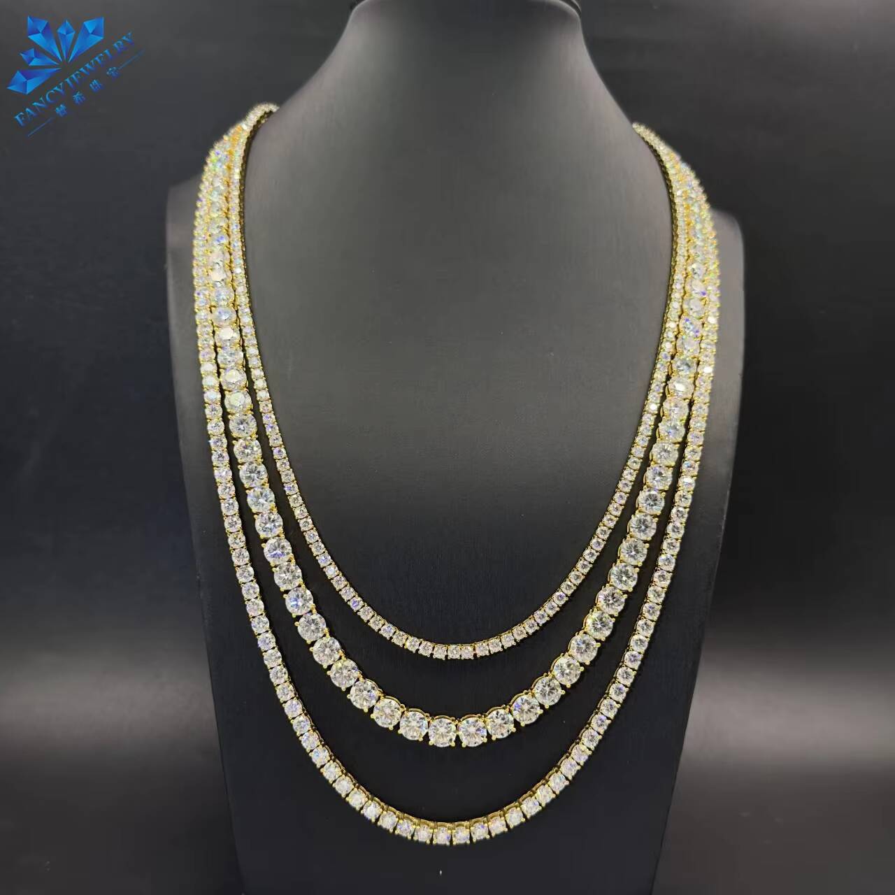 Most Popular Iced Out VVS Moissanite Tennis Chain 2MM 3MM 4MM 5MM 65MM Hip Hop Necklace Clustered 925 Sliver Tennis Chains Men