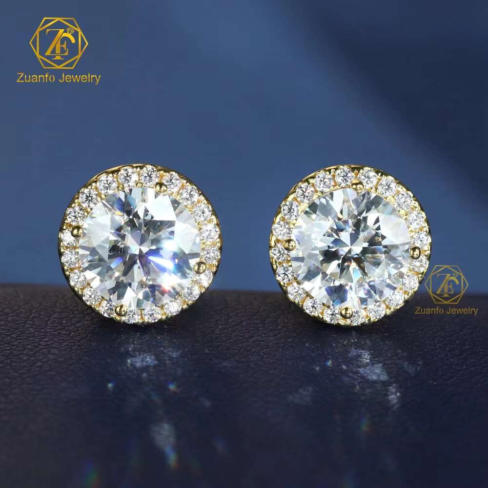 Wholesale Bulk Hiphop Earring 1CT 2CT Ice Out VVS Moissanite Diamond Sterling Silver 925 Moissanite Stud Earrings for Men Women