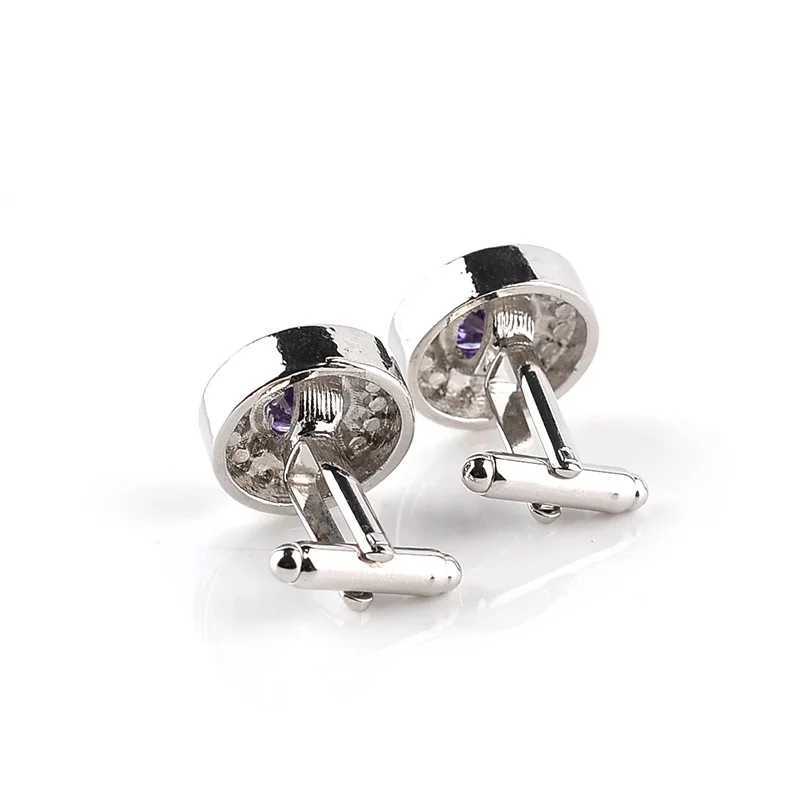 Luxury high-end jewelry mens white enamel crystal cufflinks round wedding party cufflinks French shirt cufflinksT250412