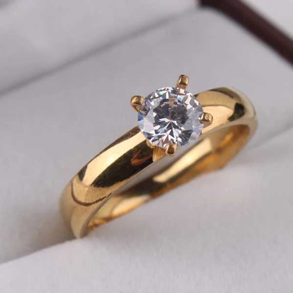 CZ Zircon Ring 316L Stainless Steel Gold Finger Ring WholesaleXJ250412