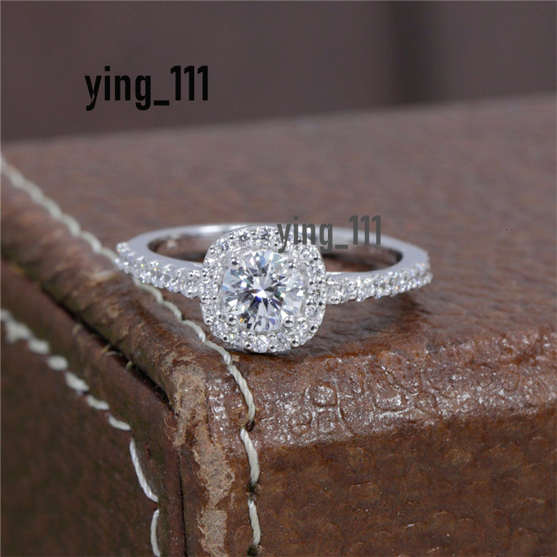 Jewelry 0.5 Carat Round Cut Lab Diamond Halo Engagement Ring Real White Gold Half Band Wedding Ring For Women 14K 18K Platinum Available