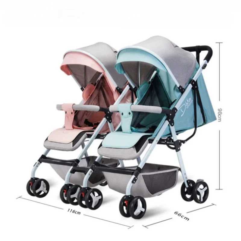 Detachable Lightweight Twin Baby Stroller Can Sitlieand Fold Fourwheel Shockabsorbing Baby Stroller Twin Baby Stroller W250910