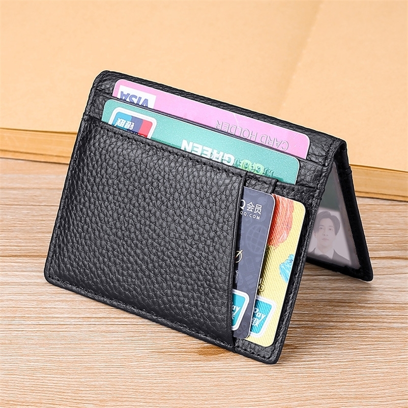 Yuecimie Portafoglio Morbido Super Sottile Porta Carte Di Credito In Vera Pelle Mini Portafogli Borsa Porta Carte Sottile Porta Carte Da Uomo Portaf-image