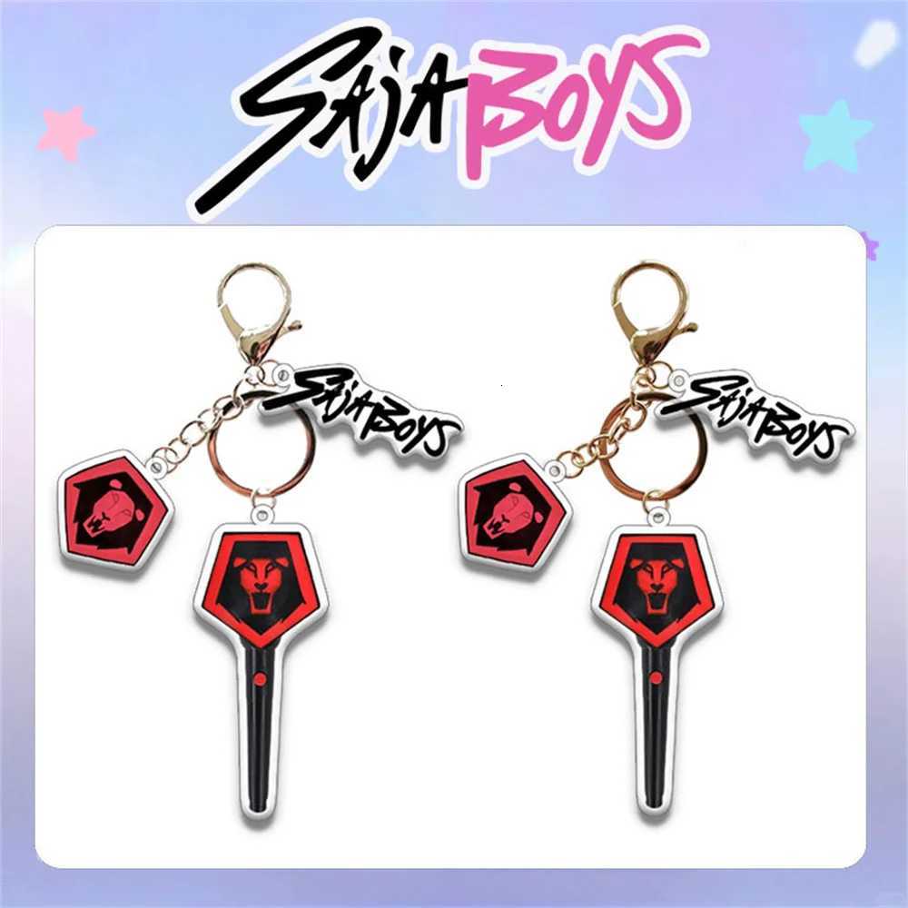 2pcs/set KPop Demon Hunters Kawaii Acrylic Light Stick Keychain Cartoon Movie Huntr/X Saja Boy Cosplay Accessories Pendant Gifts Z251111