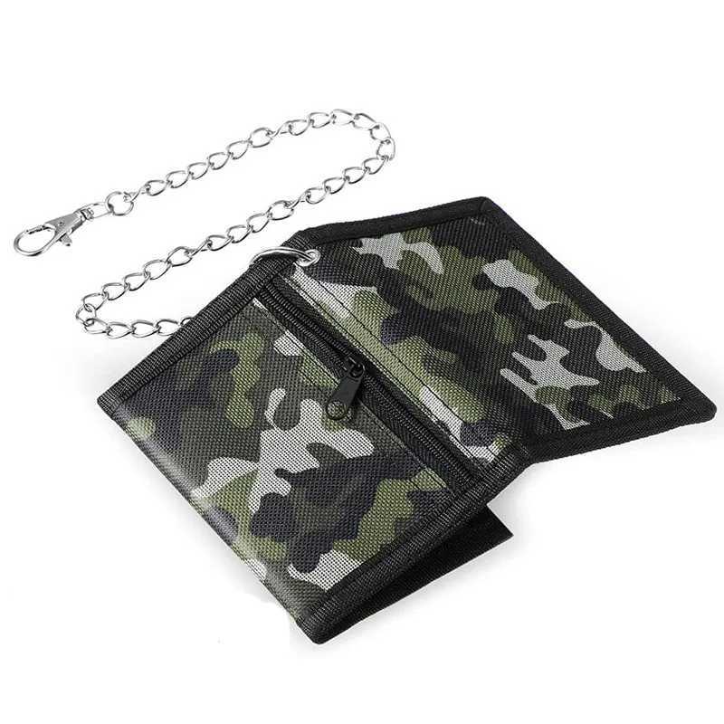 Nylon Trifold casual wallet suitable for men women young and innovative money bags wallets coin ID card clips and s pockets with chains Z250411