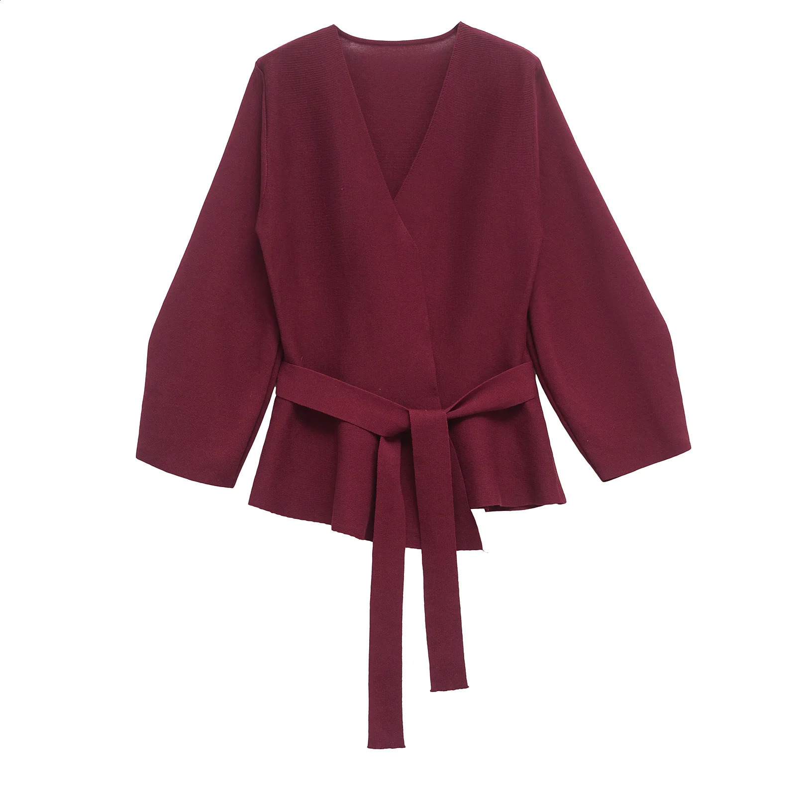 SpringAutumn 2025 Womens Coat Fashion Shoulder Pad with Knitted Jacket Retro Vneck Long Sleeve Versatile Set 250407