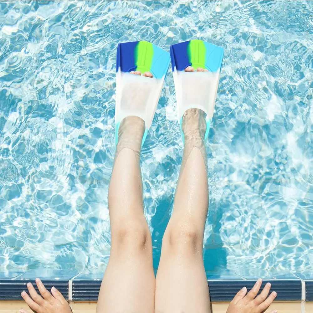 Easy to use silicone swimming fins for children - beginner friendly improving swimming speed comfortable fit suitable for swimming trainingY250412