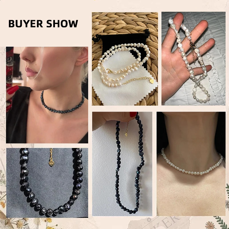 Real Natural Baroque Freshwater Pearl Choker Necklace for Women Girl Gift AA 5-6mm 8-9mm Pearl Jewelry Necklace 250407