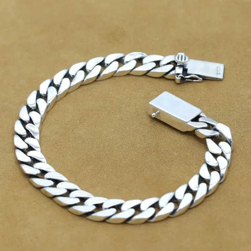 100% S925 Sterling Silver Bracelet 8MM Punk S925 Silver Jewelry Never Fade Carry certificate Men Women Jewelry GiftsC250411