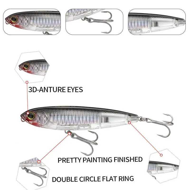 17g Surface Pencil Fishing Lures Walk the Dog Floating Wobbler Laser Artificial Bait for Trout Bass Top Water Swimbait Equipment Z250411