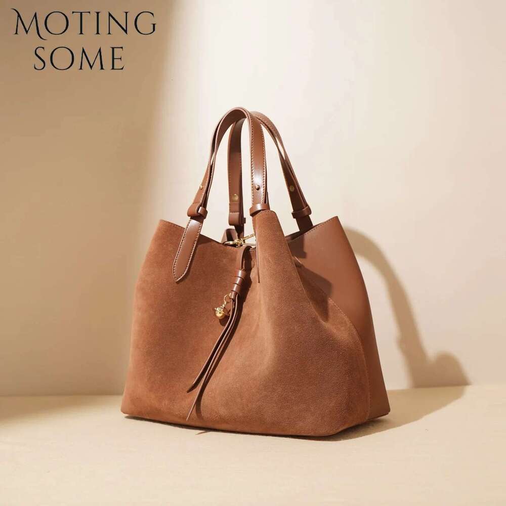 Motingsome Suede Leather Bag For Women Handbag And Casual Tote Big Capacity Shoulder Brown Purses 2024 New