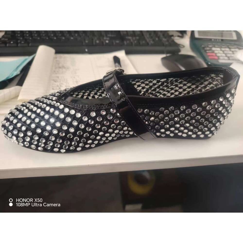 2024 Summer Niche Temperament Hollow Rhie Ballet New All-Matching Low-Cut Shoes Advanced Fashion Women