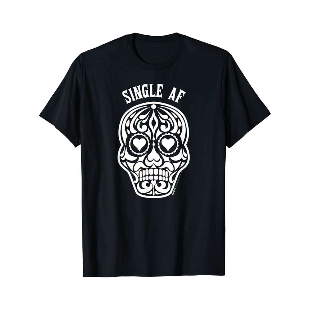 Designer T shirt Single Af Sugar Heart Skull Anti Valentines Day - 220g T shits