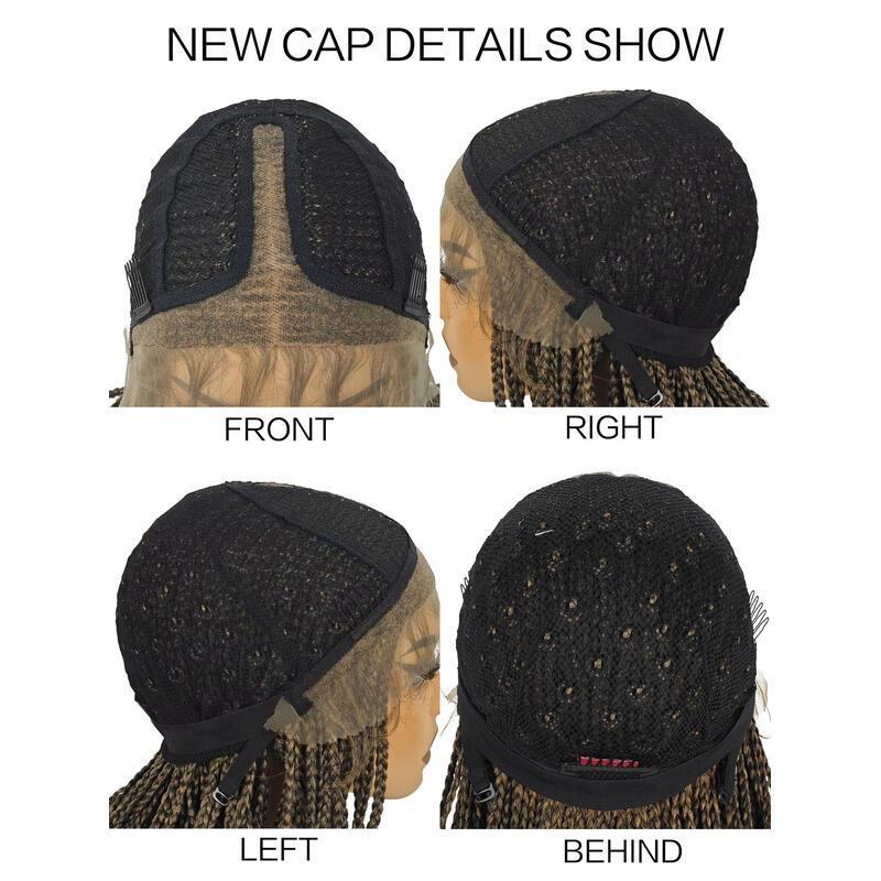 30 inch for Women Full Box KnotlessBraided Wigs Lightweight Braids Synthetic Lace Front Wig Black plus light brown Hand Braided