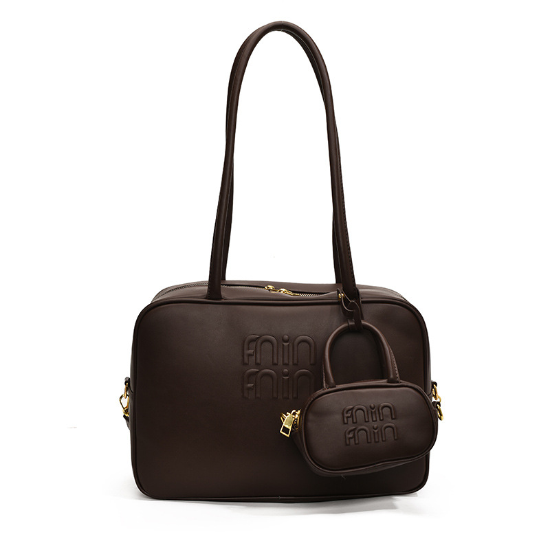 designer bag new Fashion niche bowling briefcase large capacity commuting handbag internet celebrity shoulder handbag