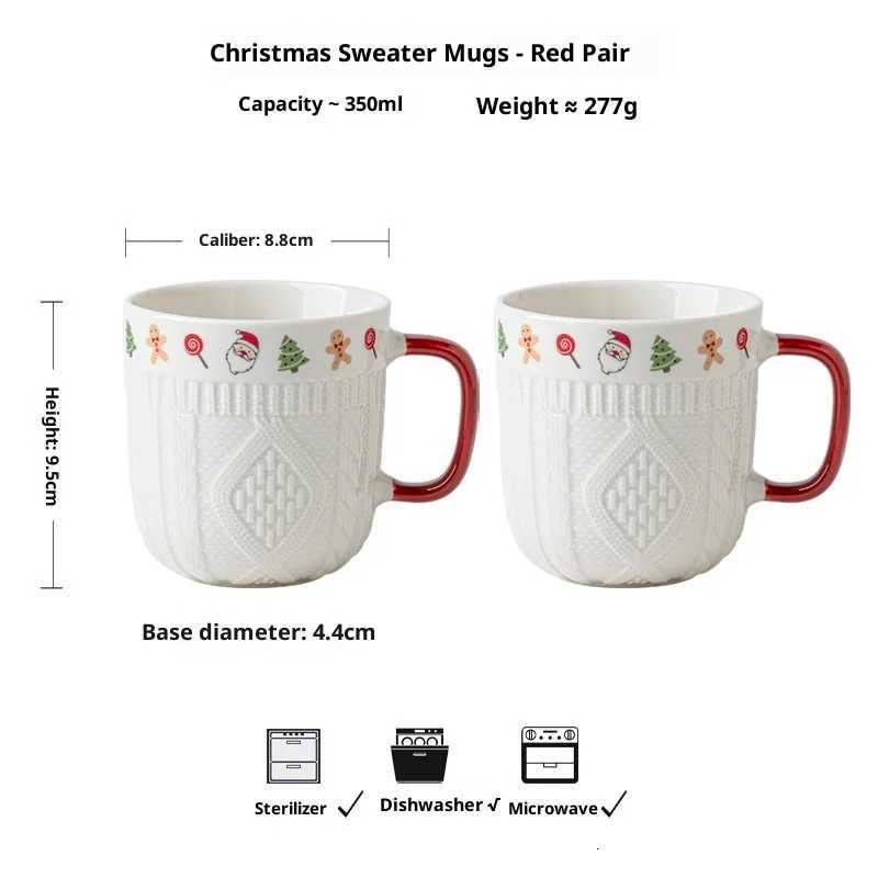 Christmas Hot 2Pcs/Set Couple Cup High Value Embossed Cup Ceramic Mug Cup Christmas Valentines Day New Year Gift Woman YUZI Y251112