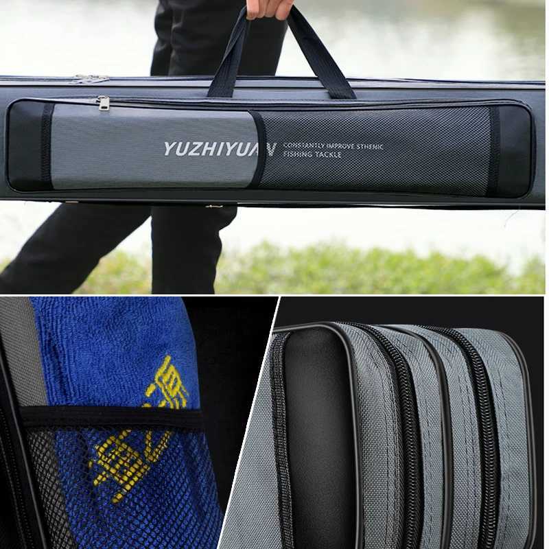 Waterproof Fishing Rod 2/3 Layer Thick Oxford Fishing Bags 120cm Fishing Pole Tools Storage Bag Large Capacity Pesca Bag XA185G Z250411