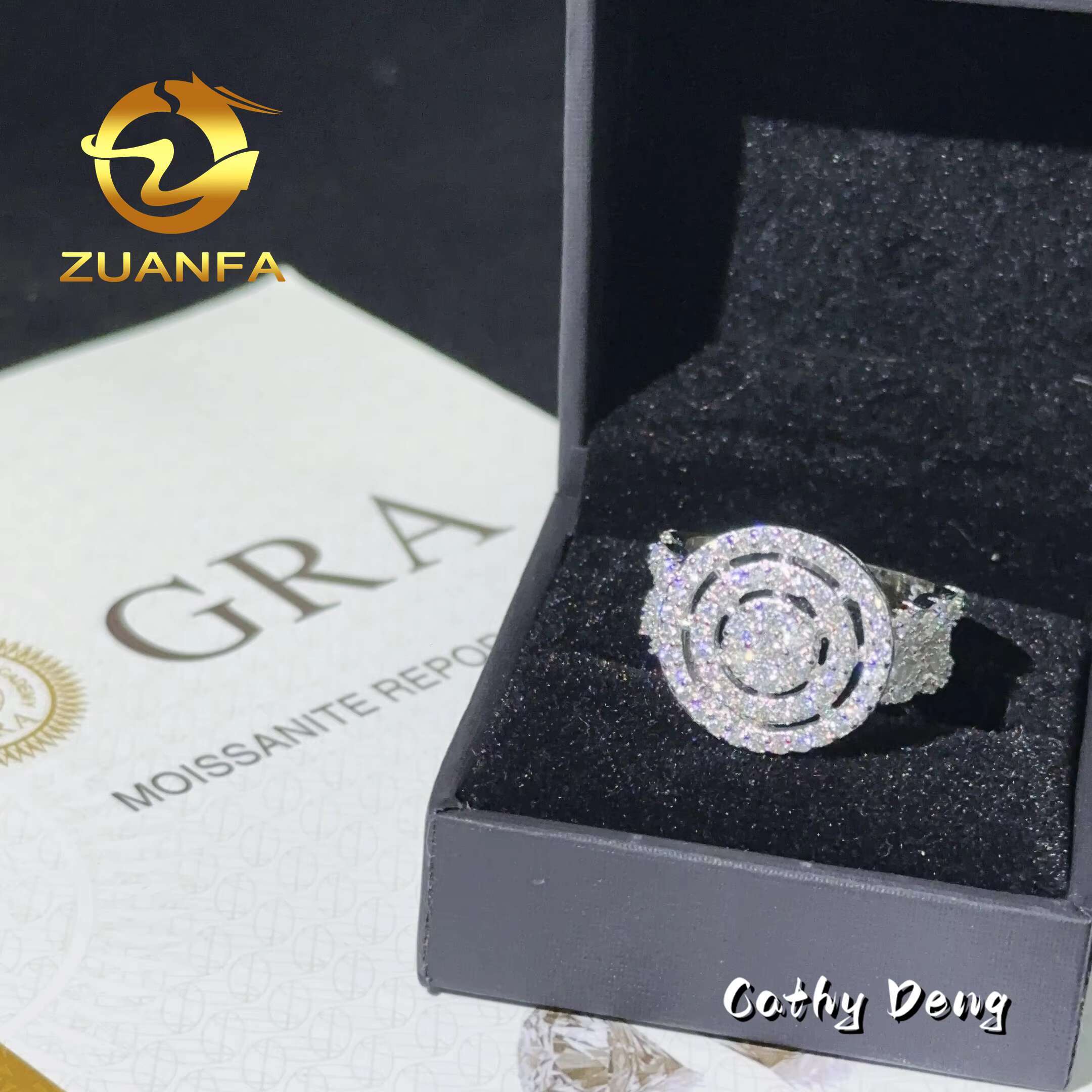 New Arrival Instock Hip Hop Luxury Ring Iced Out Round Brilliant Diamond Moissanite Diamond Ring for Men