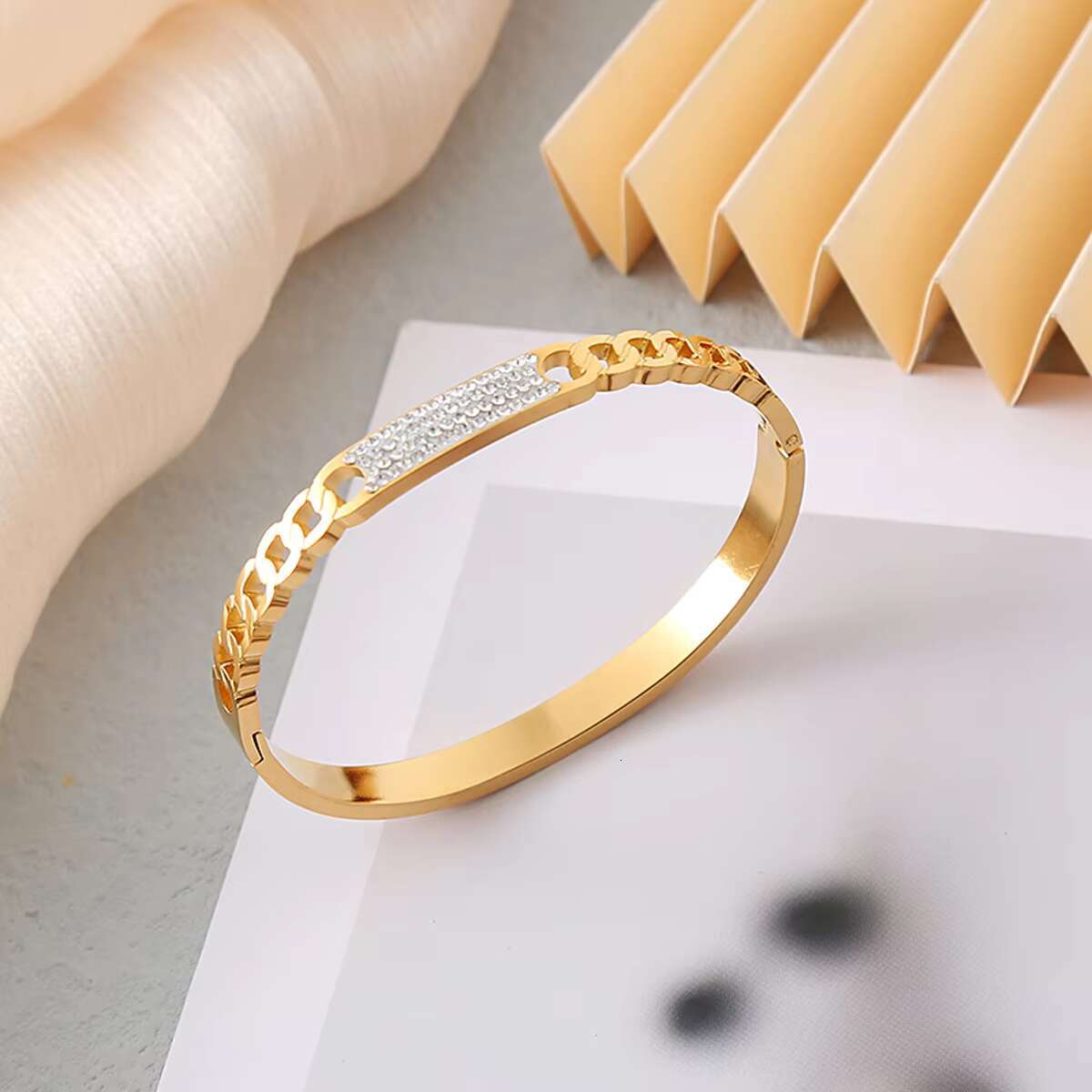 New Design Diamond Watch Bangle Bracelet Stainless Steel Silver Gold Shape Moissanite Bangle Bracelet