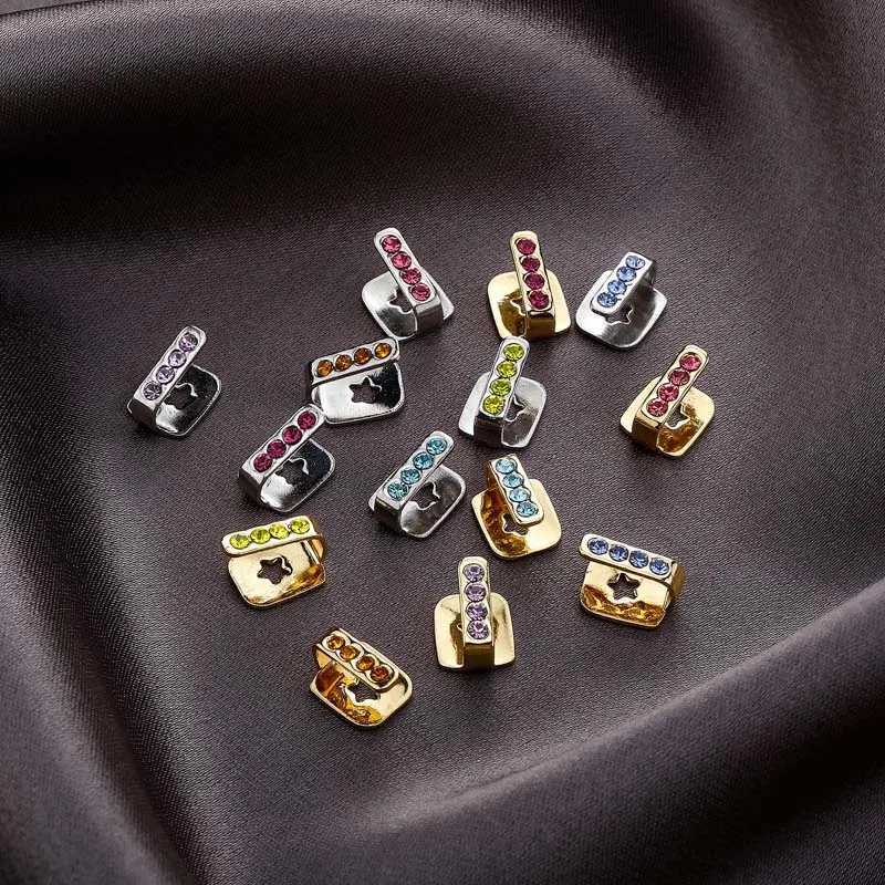 Stainless steel single row zircon dental cap suitable for women punk hip-hop hollow star personalized dental grill Y2K jewelry gift W250412