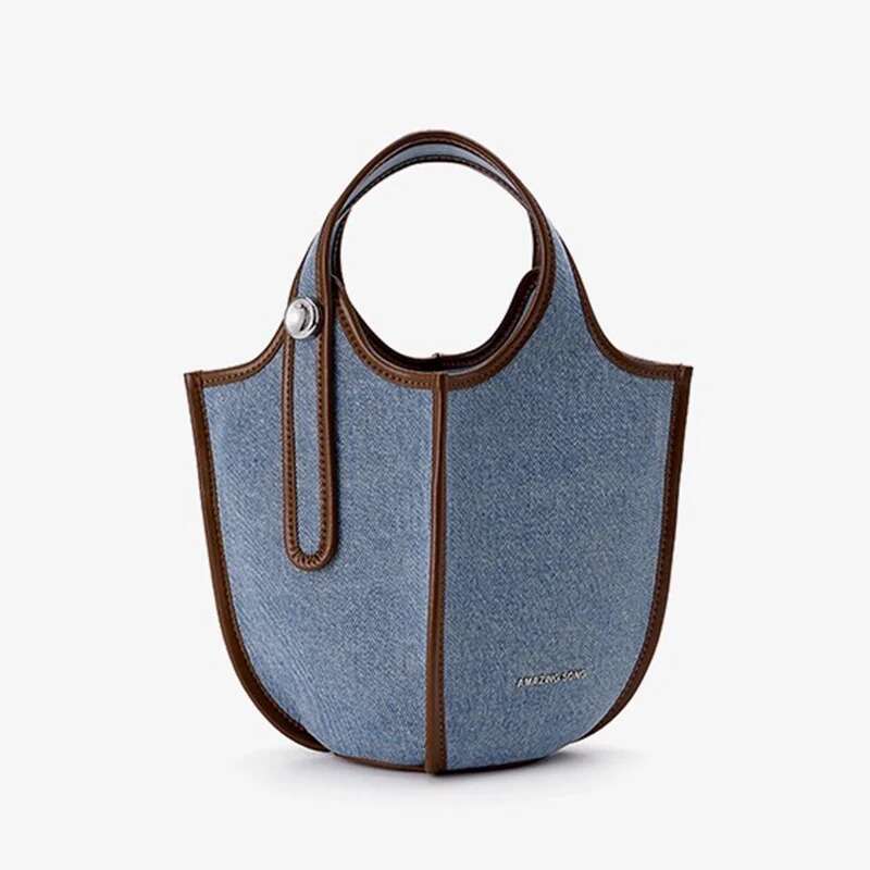 Fruit Basket Denim Tote Versatile Single Shoulder Crossbody Hand-Held Bucket Bag Large Capacity Leisure Handbag