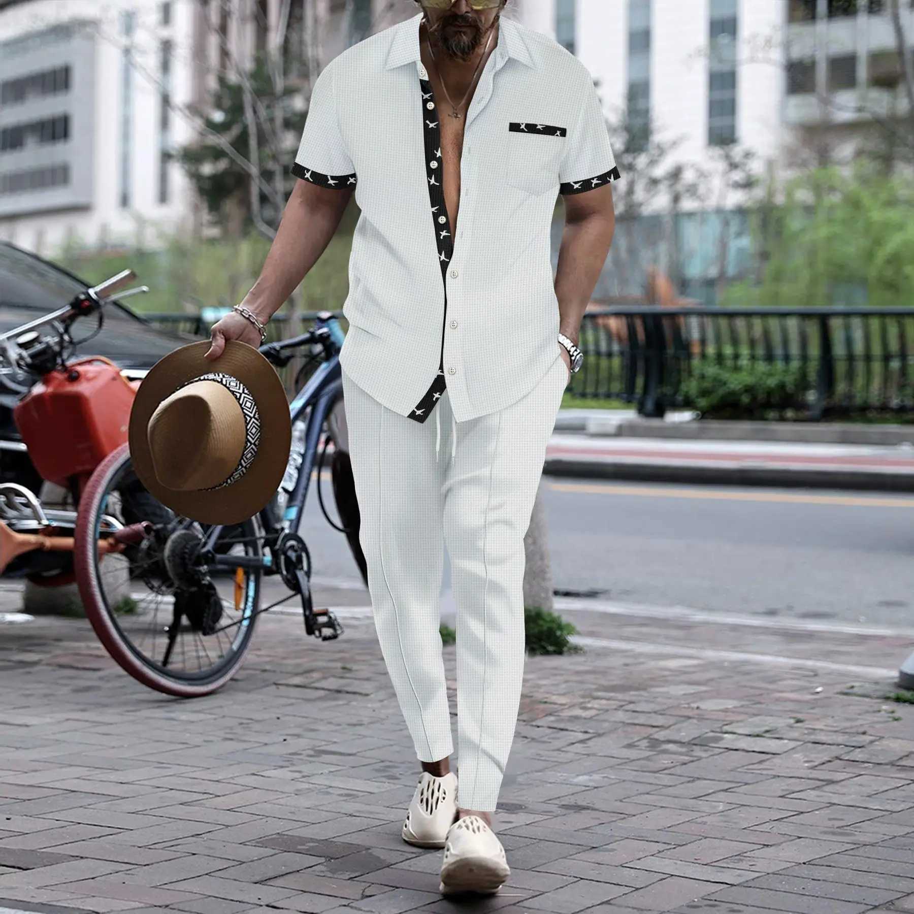 Summer new short sleeved and long pants set 2025 sports and leisure mens and youth two-piece setXJ250412