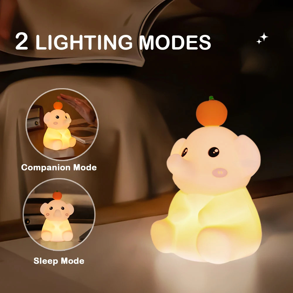Childrens silicone night light cute elephant baby dimmable timed night light for bedroom decoration birthday gift 250411