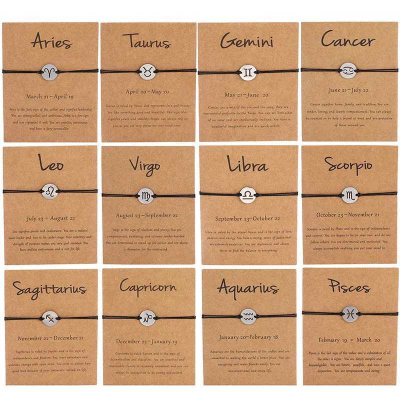 Hot Selling 12 Zodiac Sign Bracelet Stainless Steel Gold Silver Color Charm Constellation Women Adjustable Horoscope JewelryC250411