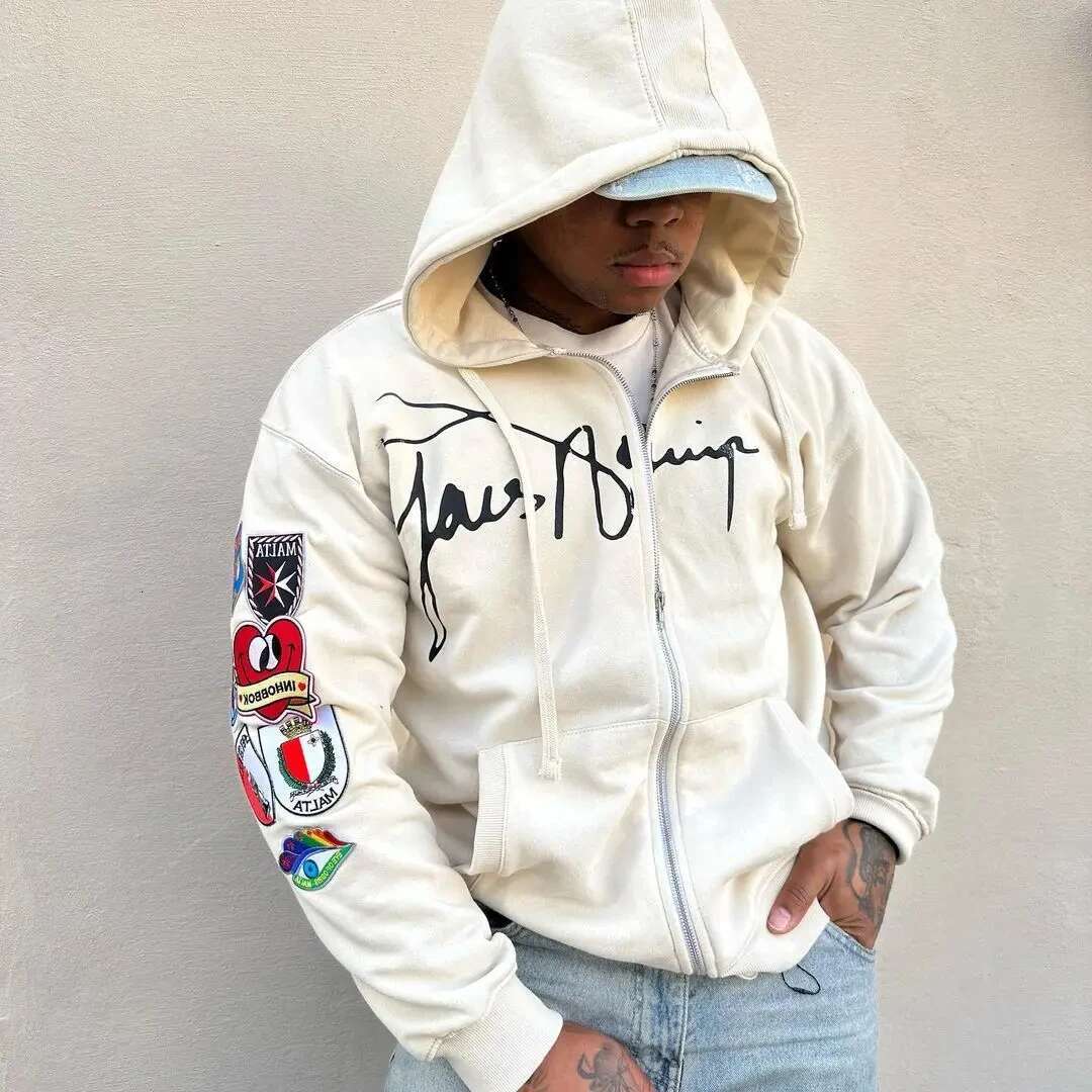 American Retro Y2K Clothes Mens Womens Haruku Gothic Cartoon Graphics Oversized Hoodie Sweatshirt Zipper Jacket