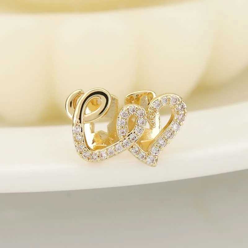 Stainless steel double heart dental cap suitable for women punk hip-hop zircon hollow love teeth Grilz couple jewelry accessories W250412