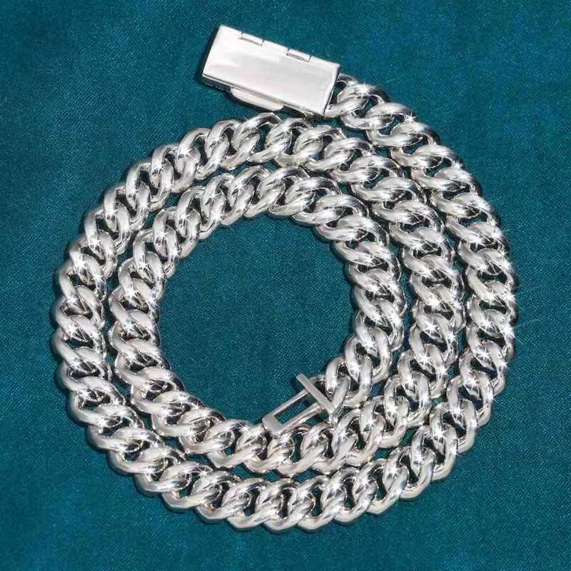 Iced Out 3rows 12mm 14mm 16mm 18mm 20mm VVS Moissanite Miami Cuban Link Chain Pass Diamond Tester GRA Hip Hop 925 Silver