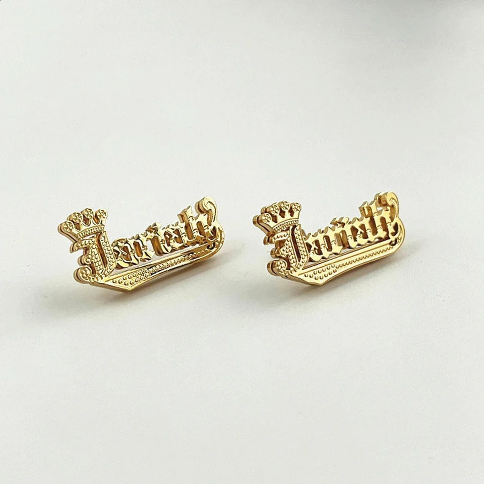 DHQH Customized Name Stainless Steel Earrings 3D Gold Plated Personalized 250410