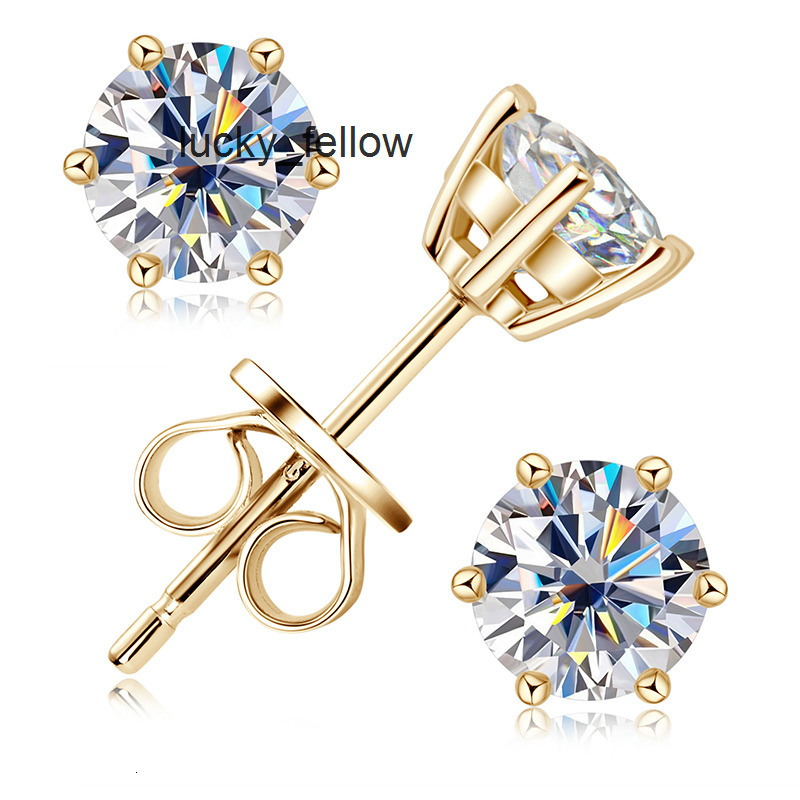 Moissanite 0.5CT 1CT 2CT 3CT Gold Plated 925 Sterling Silver Vvs Moissanite Stud Earrings With Gra Certificate