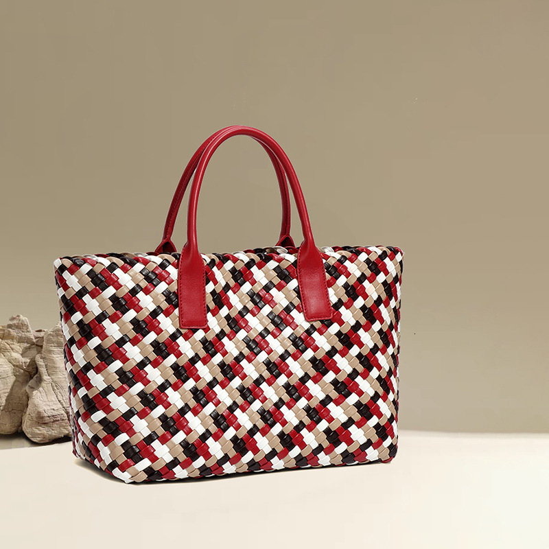 Colorful Woven Bag Women's Fashion Large Capacity Handbag Designer Shoulder Handbag