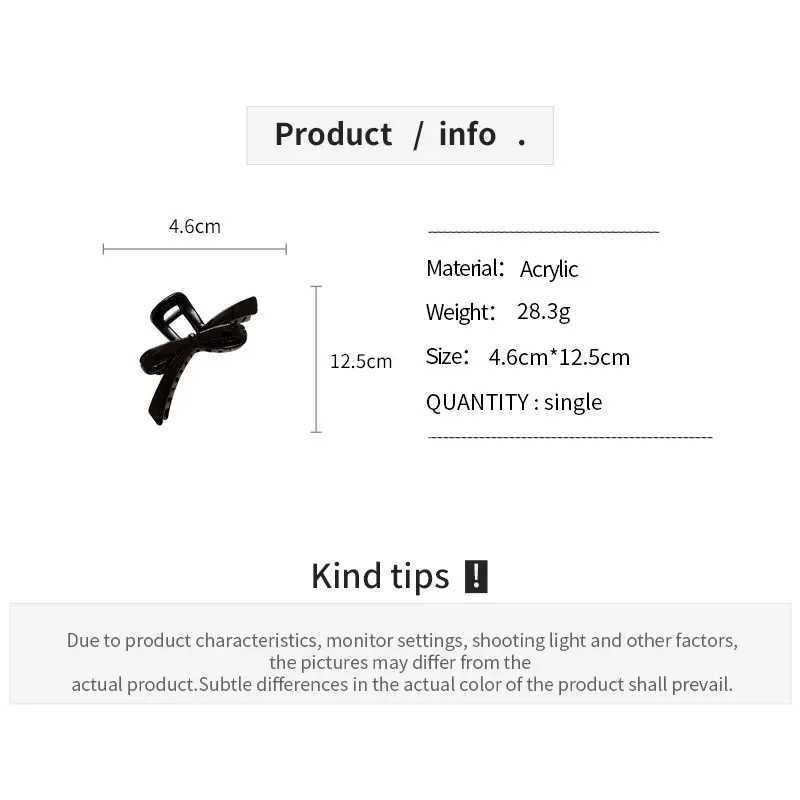 Vintage red black acrylic knot bow womens hair clip trend shark clip simple version head accessories wholesale Y2504012