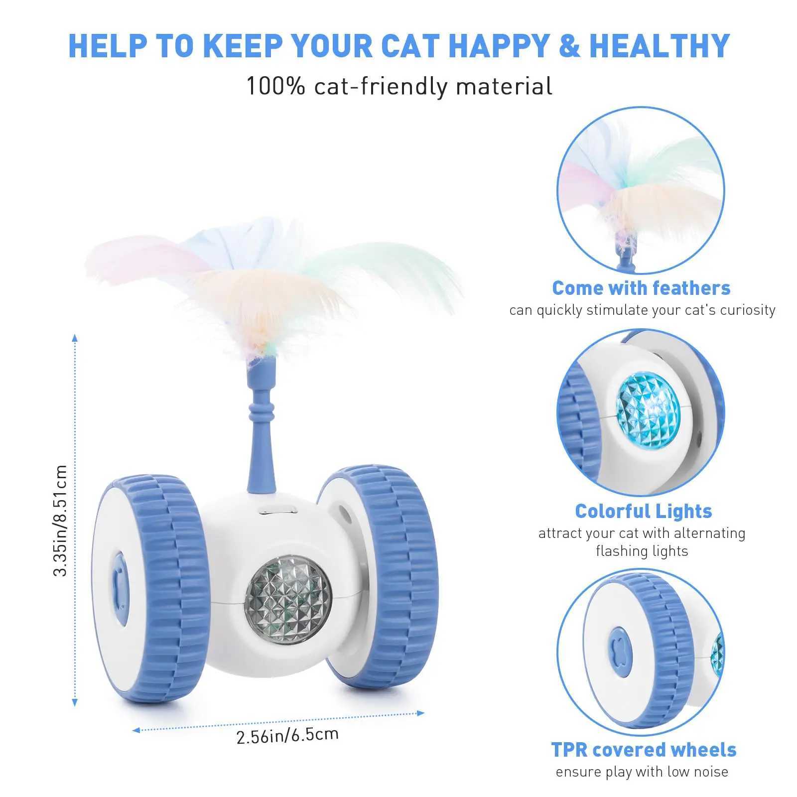 Interactive cat toys intelligent sensing automatic cat toys with colored lights and feather sticks USB rechargeable cat toys Y250412