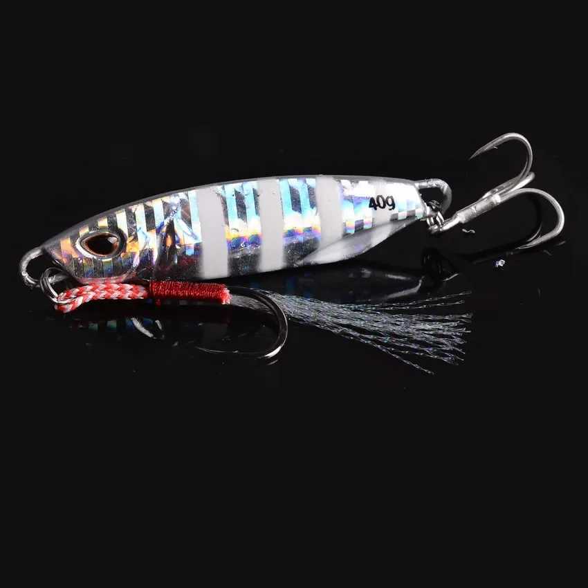 10PCS/lot Metal Cast Jigs Lure Spoon 10G - 30G 40G 50G Shore Casting Jigging Fish Sea Bass Fishing Lure Artificial Bait Tackle Z250411