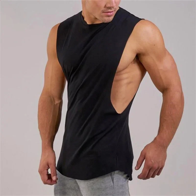 Cartoon vest mens fitness sleeveless single sleeve gym underwear summer pure cotton shirt 250407
