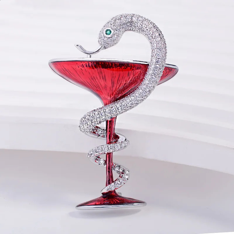Anniversary Gift Customized Jewelry Caduceus Snake Badge WHO Doctor Nurse Hygiene Bowl Creative Brooch Wine Glass Snake Pin 250407