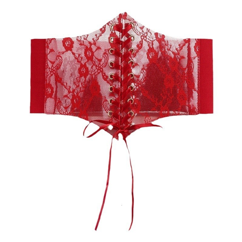 Fashion Wide Lace Women's Versatile Dress Top Decorative Silk Elastic Belt Waist Cover