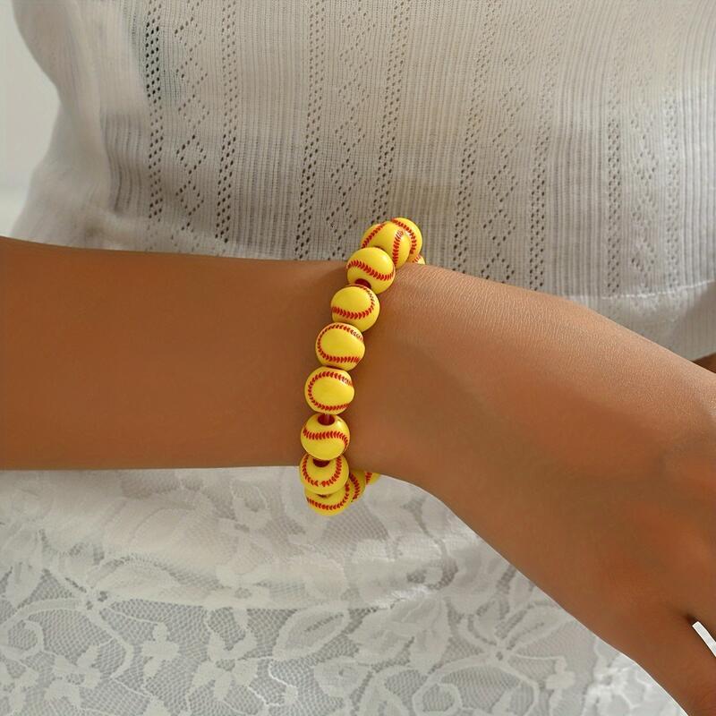 Baseball-Inspired Beaded Bracelet - Sporty and Fun Accessory