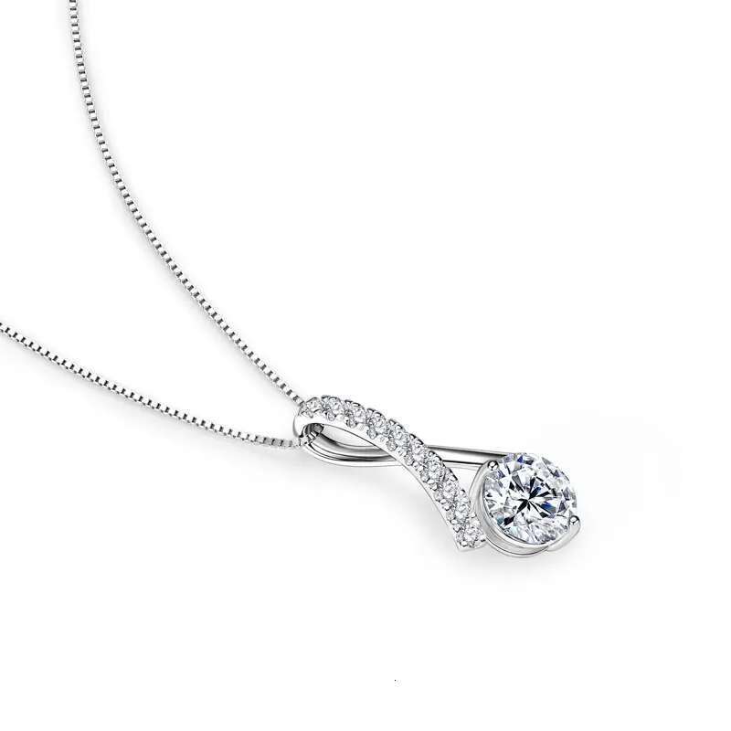 Anziw 2025 1CT 2CT 3CT Round Moissanite Infinity Pendant Necklace for Women Adjustable Chain S Sier Valentine's Gift