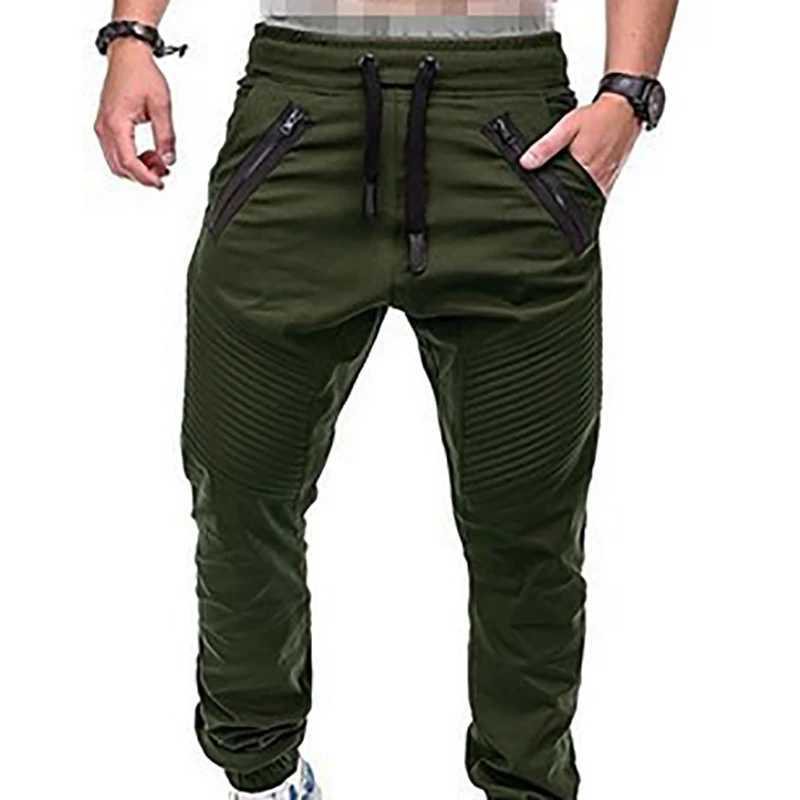 Mens casual jogging pants thin cargo sports pants mens multi pocket Trouser new mens sports shirt hip-hop harem pencil pants W250411