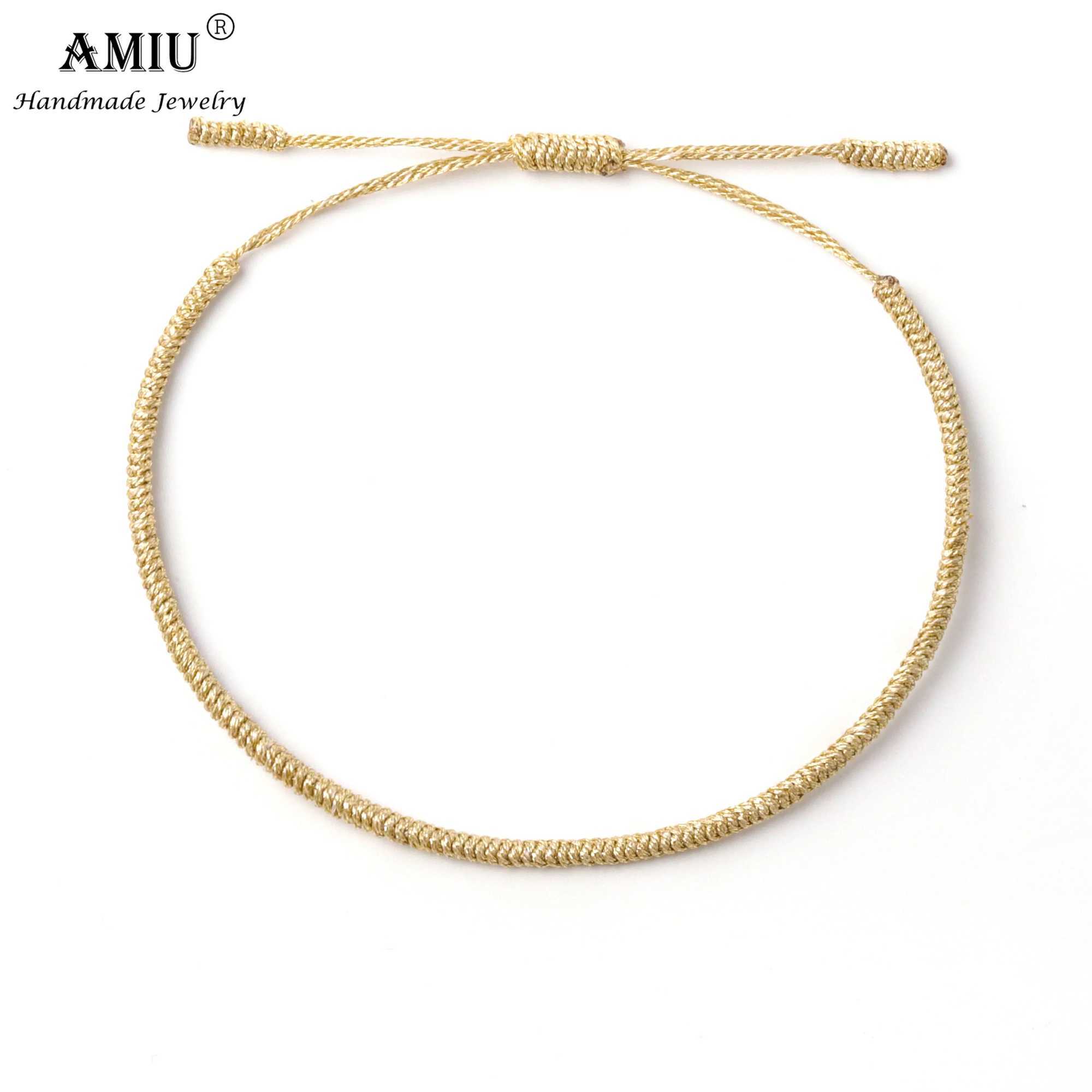 AMIU Metallic Colors Tibetan Handmade Buddhist Lucky Bracelets Bangles For Women Men Rope Knots Amulet Gift Braided BraceletC250411