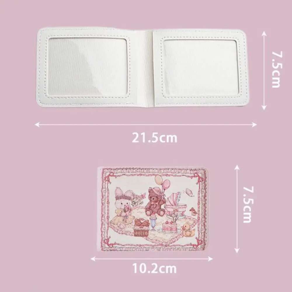 Cute Rabbit Bear Print Holder Short Wallet for Women RFID Bank Card Driver's License Case Stylish PU Coin Purse Cardholder ddmythur