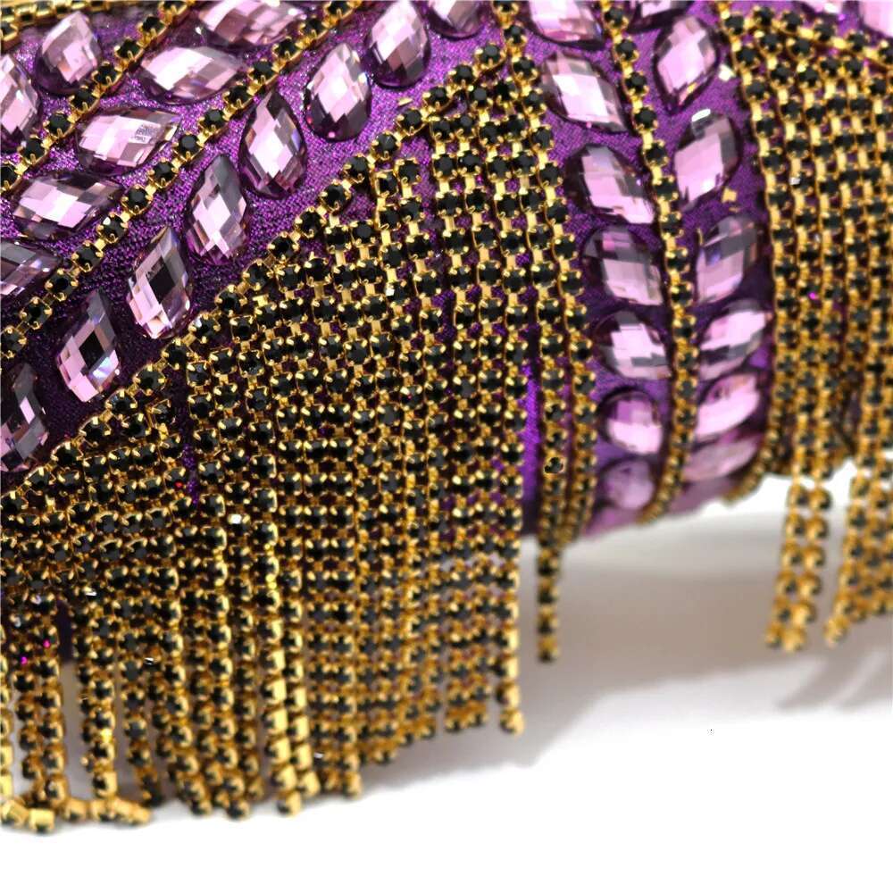 Nable Women's Chain Shoulder Crossbody Cydrical Tassel Rhie Design Handbag Evening Flash Bag